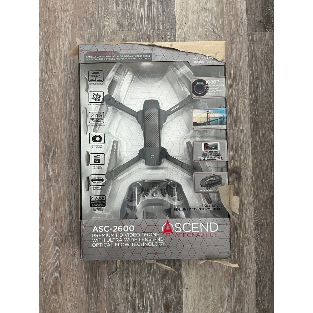 Ascend ASC-2600 Drone 1080p HD Camera Optical Flow NEW Damaged Box